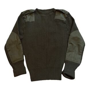 DSCP Sweater Valor Collection Military 38 Green Wool Pullover Elbow Patches